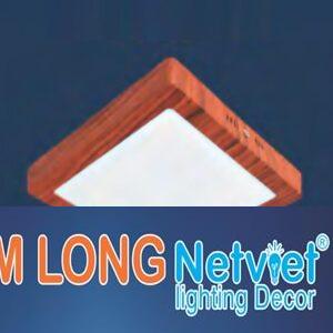 Đèn Downlight nổi trần Led Vuông 18W, Ø220 - vỏ màu gỗ