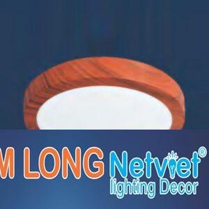Đèn Downlight nổi trần Led Tròn 18W, Ø220 - vỏ màu gỗ