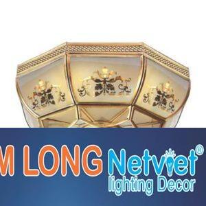 Đèn mâm ốp trần đồng cao cấp Ø400*H170, E27*4