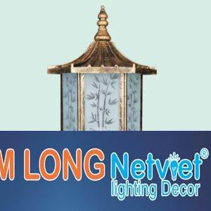 Đèn trụ cổng vuông E27, Ø230 x H380, vỏ vàng